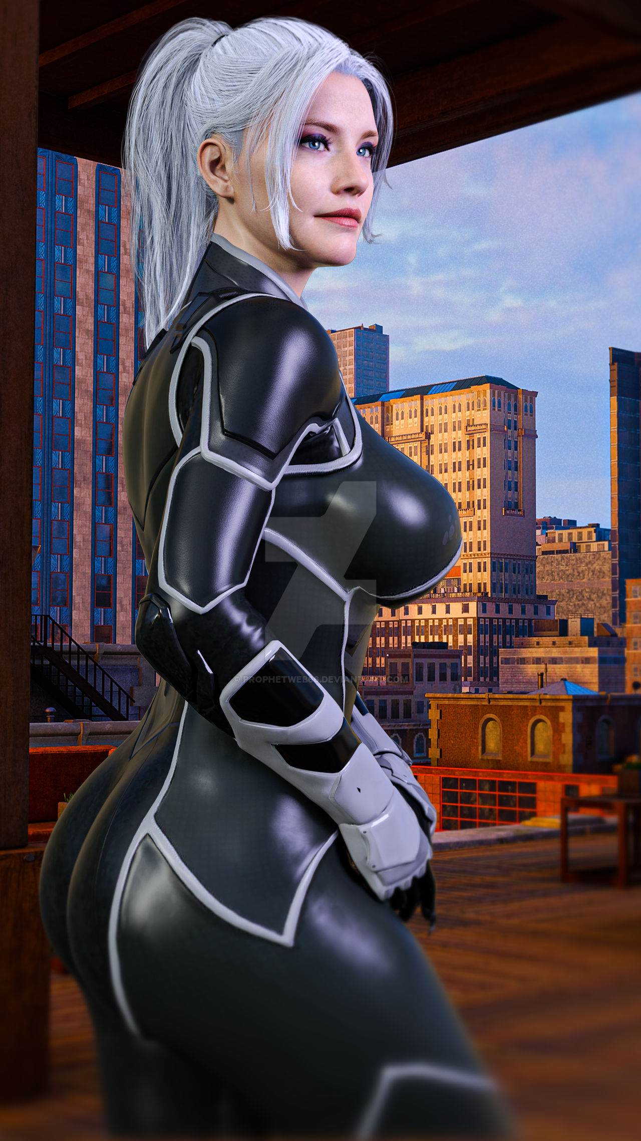 1girls, 3d, ass, big ass, big breasts, big butt, black cat (insomniac), black cat (marvel), blender, blender (software), blue eyes, breasts, bubble butt, busty, curvy, cute, deviantart, felicia hardy, female, female only, fully clothed, long hair, marvel, marvel comics, platinum blonde hair, ponytail, pose, posing, prophetweb66, seductive, seductive look, sensual, solo, spider-man (insomniac), spider-man (ps4), spider-man (series), thick, thick ass, thick thighs, watermark, wide hips