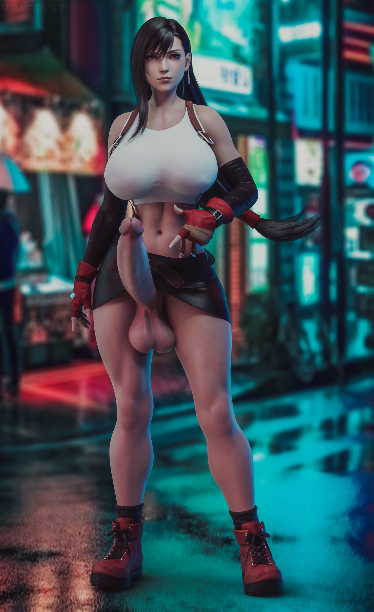 1futa, 3d, balls, big balls, big breasts, big penis, breasts, dissidia, dissidia final fantasy, erection, final fantasy, final fantasy vii, futa only, futanari, human, ineffective clothing, intersex, light skin, light-skinned futa, penis, penis under skirt, solo, solo futa, stevencarson, tifa lockhart