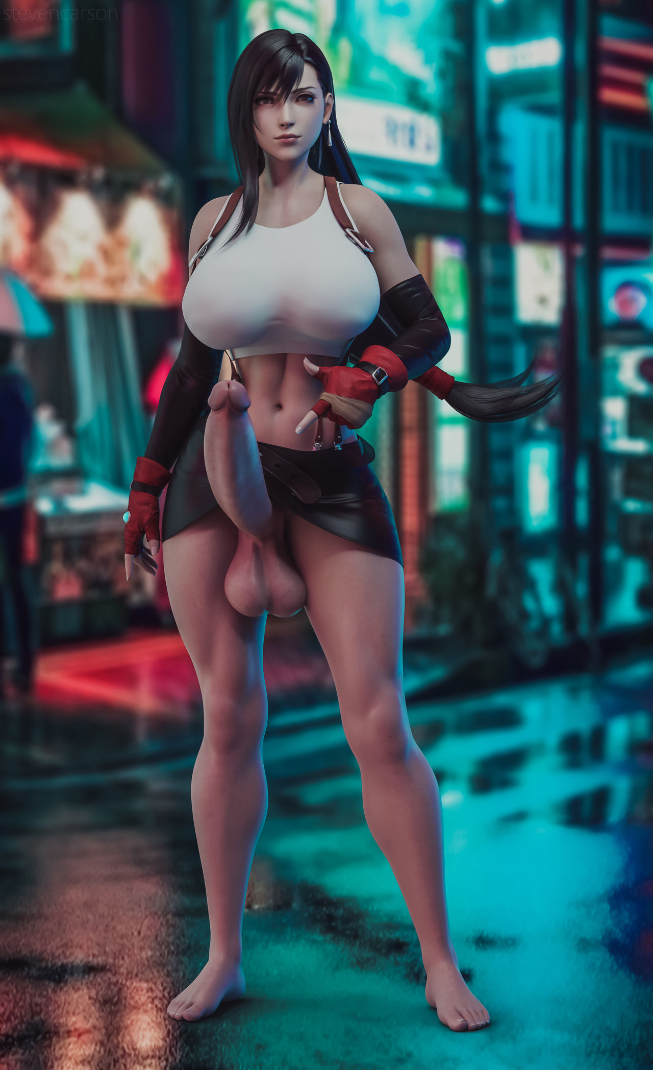 1futa, 3d, balls, barefoot, big balls, big breasts, big penis, breasts, dissidia, dissidia final fantasy, erection, final fantasy, final fantasy vii, futa only, futanari, human, ineffective clothing, intersex, light skin, light-skinned futa, penis, penis under skirt, solo, solo futa, stevencarson, tifa lockhart