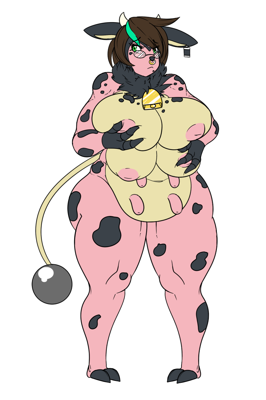 1girls anthro areola areolae bovine breasts cow_bell female female_only full_body furry furry_only galia_(lunarholt) holding_breasts inverted_nipples lunarholt miltank multi_breast naked nintendo no_humans nude nude_female pink_areola pink_body pokemon standing teats udders video_games