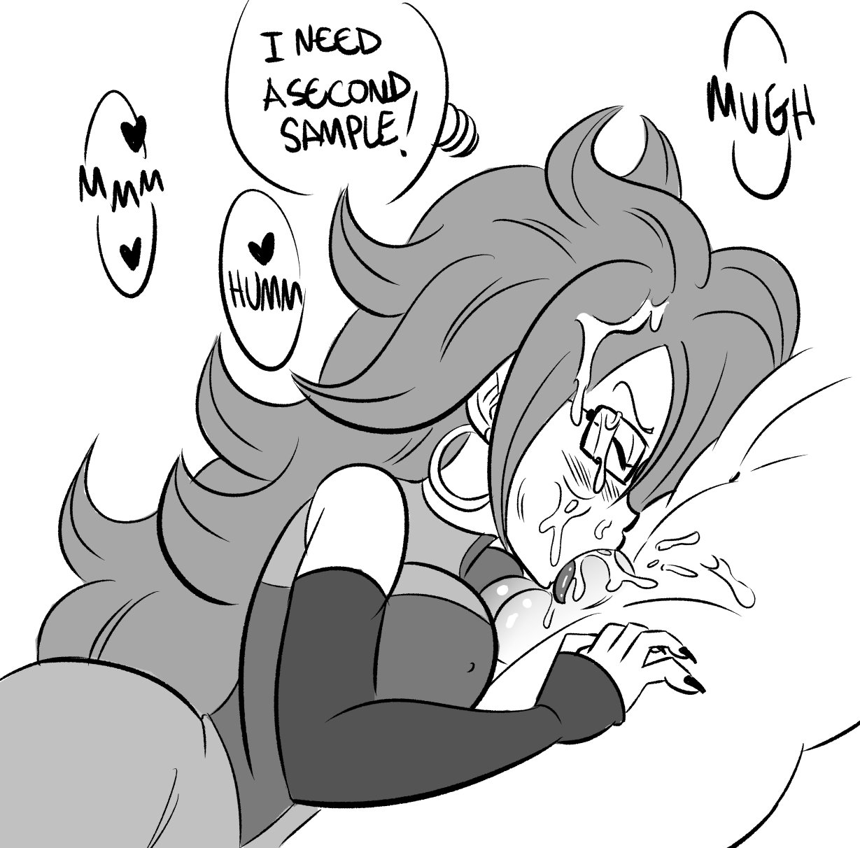 android, android 21, android 21 (human), blowjob, cum, cum in mouth, cum inside, deepthroat, dragon ball, dragon ball fighterz, fellatio, female, funsexydragonball, saiyan, son goku, tongue, tongue out