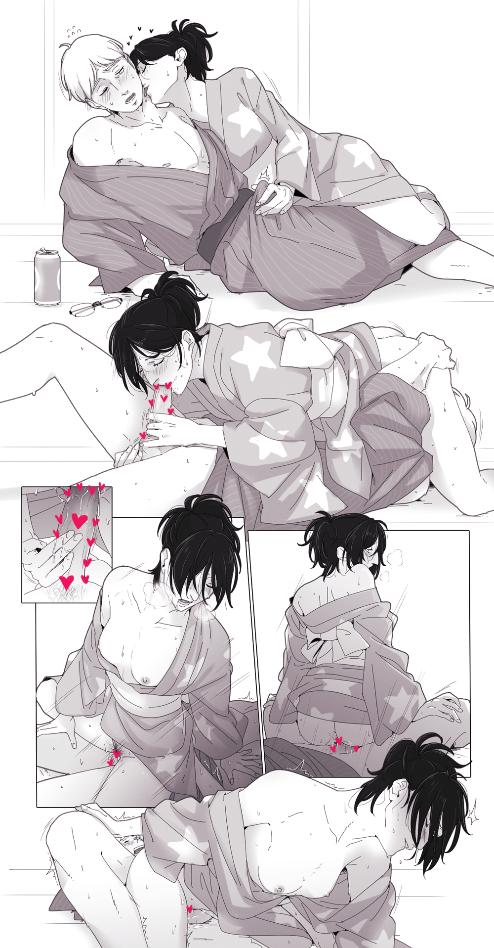 1boy 1boy1girl 1girls 69 69_position alternate_universe attack_on_titan breasts censored fellatio female_penetrated genitals hanji_zoe hanpetos heart_censor licking_neck male/female male_penetrating male_penetrating_female moblit_berner modern_au multiple_poses multiple_positions neck_lick oral oral_sex penetration penis penis_grab penis_in_mouth reverse_cowgirl_position riding robe shingeki_no_kyojin straight vaginal_penetration visible_breath