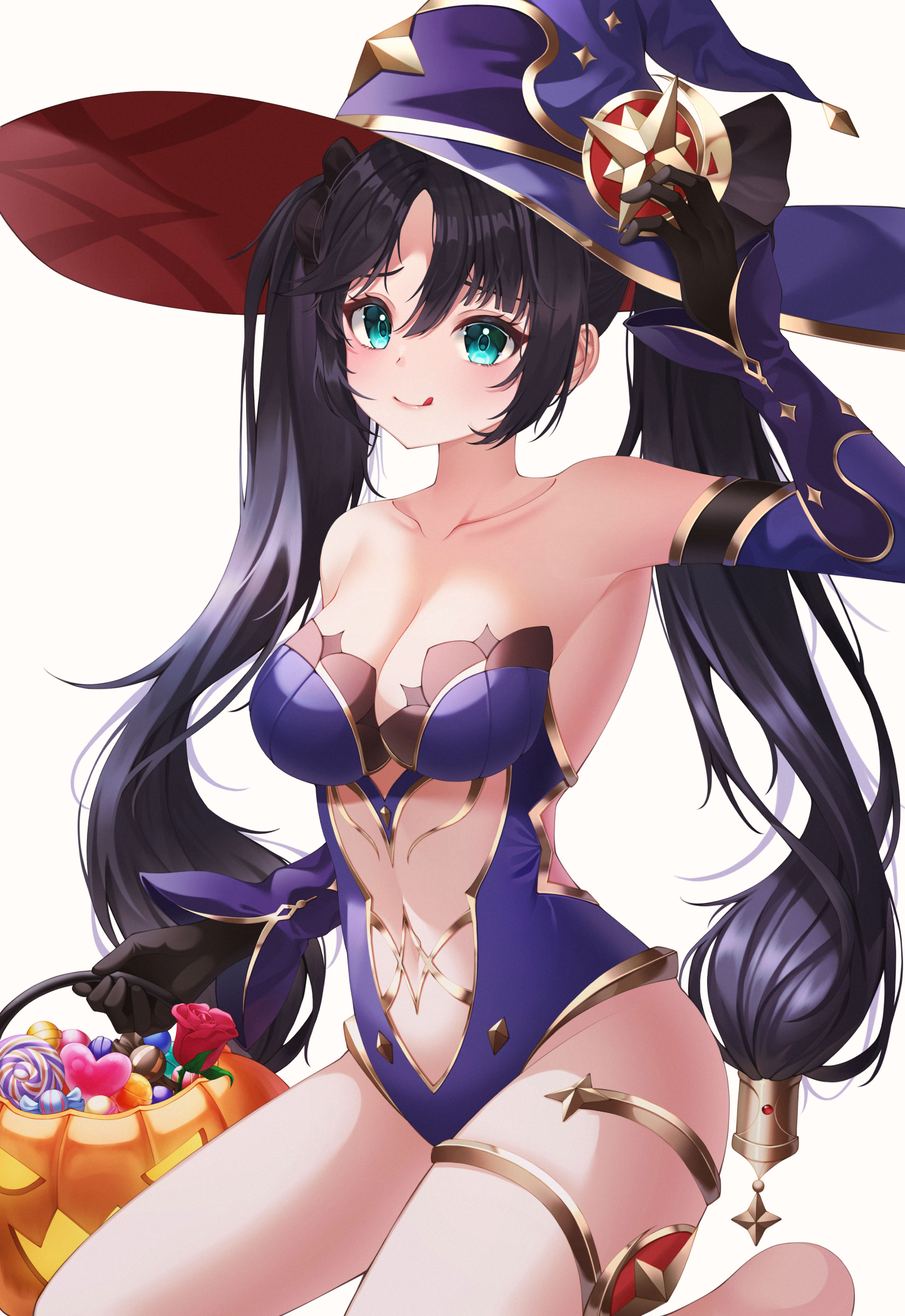 breasts, clothed, clothing, female, genshin impact, hat, lunachou, mona (genshin impact), purple hair, solo, tagme