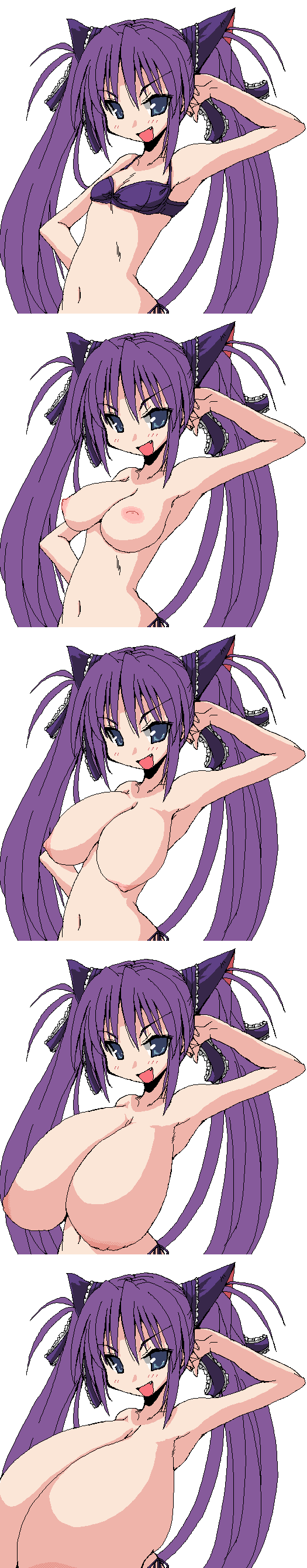 blue_eyes blush breast_expansion cute_fang female hirowa_nagi huge_breasts hyper_breasts little_busters! open_mouth sasami_sasasegawa solo twintails