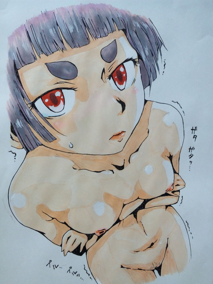 ao_no_exorcist areolae bangs belly_button blush blushing clitoral_hood cold collarbone completely_naked completely_nude completely_nude_female crossed_arms ear female_focus female_genitalia female_only full_color genitals hairy_pussy japanese_text kamiki_izumo labia looking_at_viewer looking_up muscular_female naked naked_female neutral_expression nipples no_clothes nose nude_female pale-skinned_female pubic_hair purple_hair pussy red_eyes shivering shoulders shounen_jump shrine_maiden small_eyebrows solo_female sweat sweatdrop sweating thick_thighs thighs top_view uncensored vagina