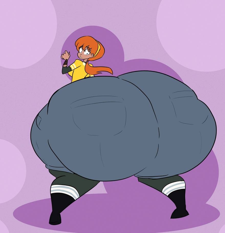 1girls, april o'neil, april o'neil (tmnt 2012), ass, ass bigger than head, ass expansion, ass focus, backboob, big breasts, boots, breasts, clothed, da-fuze, expansion, female, female only, headband, huge ass, hyper, hyper ass, jean shorts, massive ass, nickelodeon, orange hair, ponytail, teenage mutant ninja turtles, thick thighs, thunder thighs, tmnt 2012