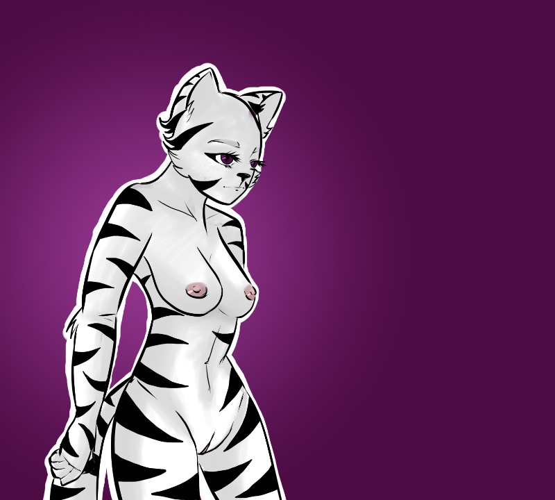 black_stripes breasts pussy thin_waist tundra white_fur