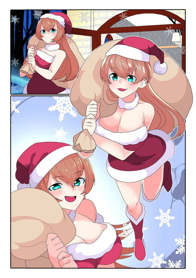 1girls ass_expansion bare_shoulders big_breasts breast_expansion breasts brown_hair christmas clothing comic cookie female female_only gender_transformation hair_color_change hair_growth hips hopetg hourglass_figure huge_breasts human human_only humanoid kjus large_breasts mtf_transformation rule_63 santa_costume snow solo solo_female thick thick_thighs thighs transformation wide_hips