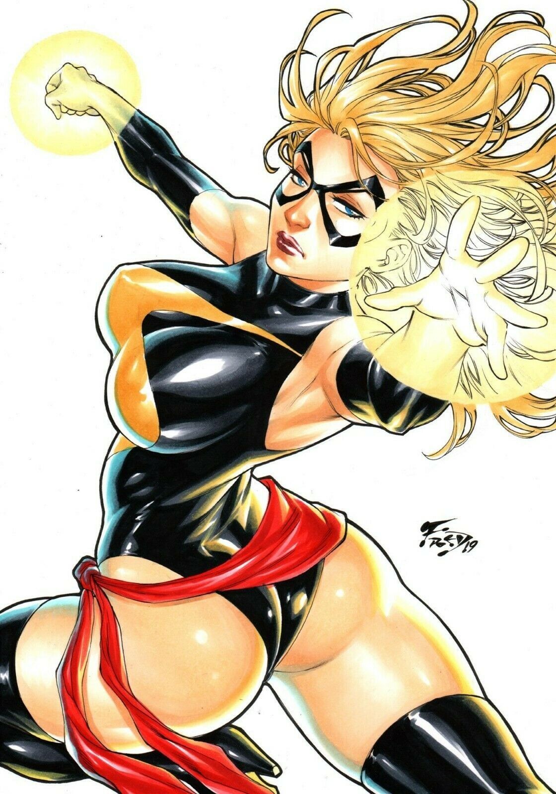 ass, ass focus, big ass, big breasts, big butt, blonde hair, breasts, carol danvers, ed benes studio, female, fred benes, marvel, marvel comics, ms. marvel, ms. marvel (carol danvers)