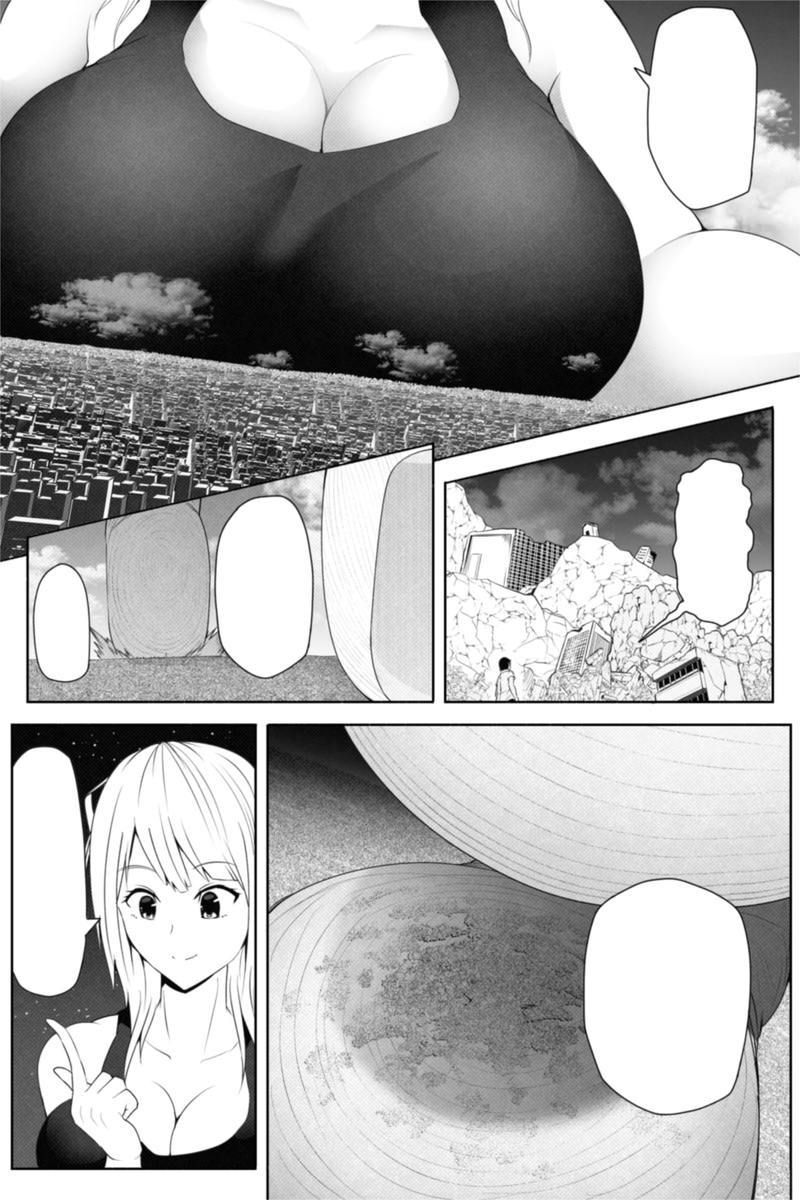 anime_style black_and_white breasts bust city comic couple crush destruction doujinshi drop finger giantess greyscale hip large_breasts macrophilia manga original_character perspective pixiv size_difference