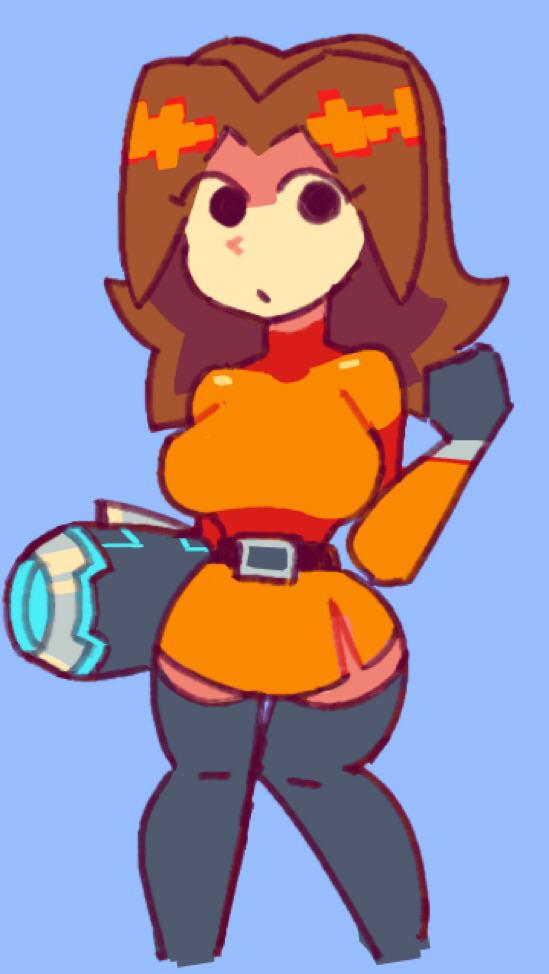 1girls, breasts, ceedose2, clothed, female, female only, mii, mii gunner, mii gunner (smash 4), mob face, nintendo, small waist, solo female, super smash bros., super smash bros. for nintendo 3ds and wii u, tagme, thighhighs