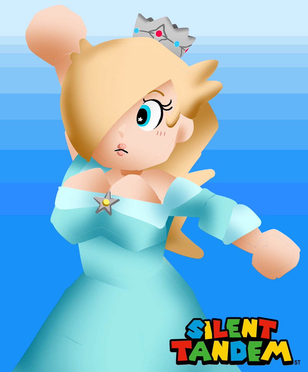 1girls bare_shoulders big_breasts blue_background blue_eyes breasts brooch clothed clothing crown cyan_dress dress female female_only hair_over_one_eye jumping light-skinned_female light_skin lips long_hair long_sleeves low_poly lowpoly mario_(series) nintendo no_outlines platinum_blonde_hair polygon polygonal princess_rosalina silenttandem solo super_mario_64 thick thick_hips wide_hips