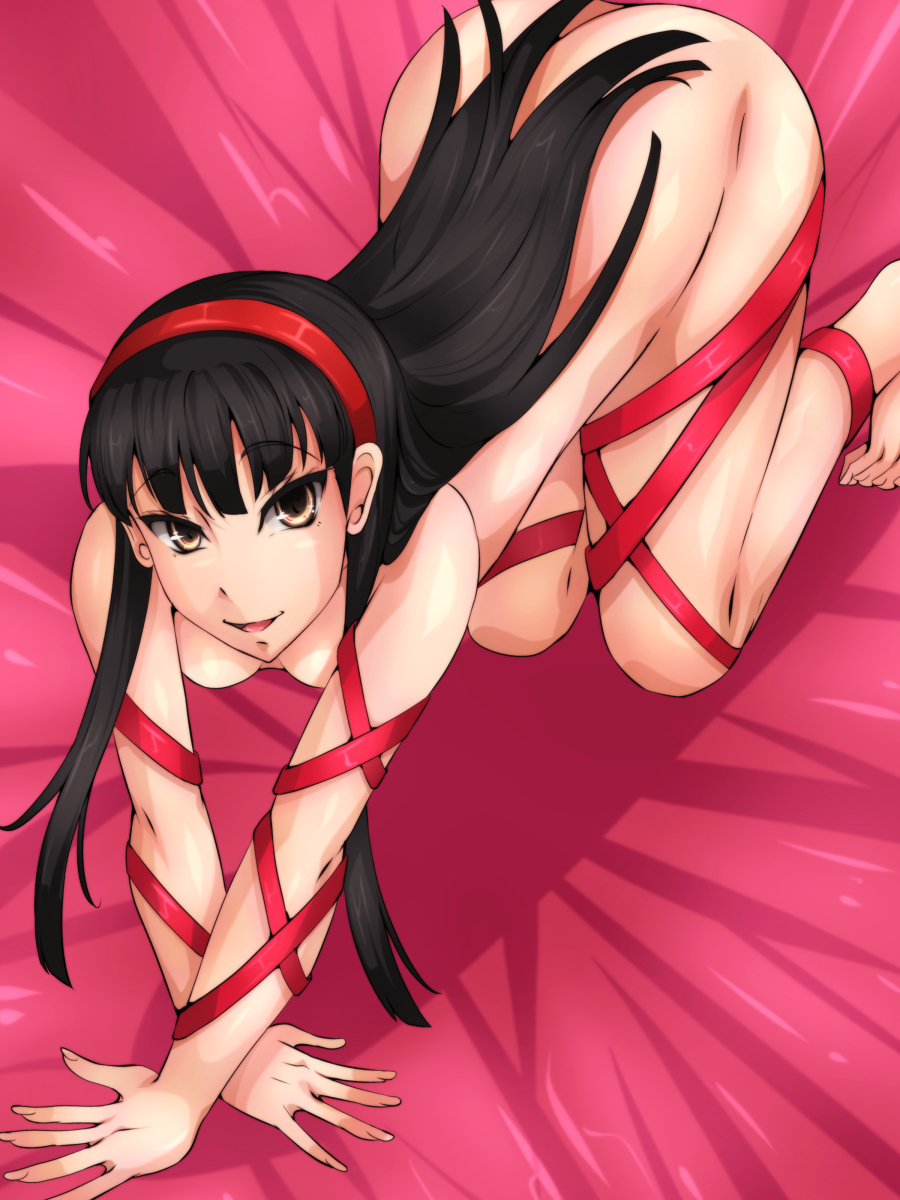 amagi_yukiko ass atlus breasts byakkun female naked nude persona persona_4 ribbon solo tagme