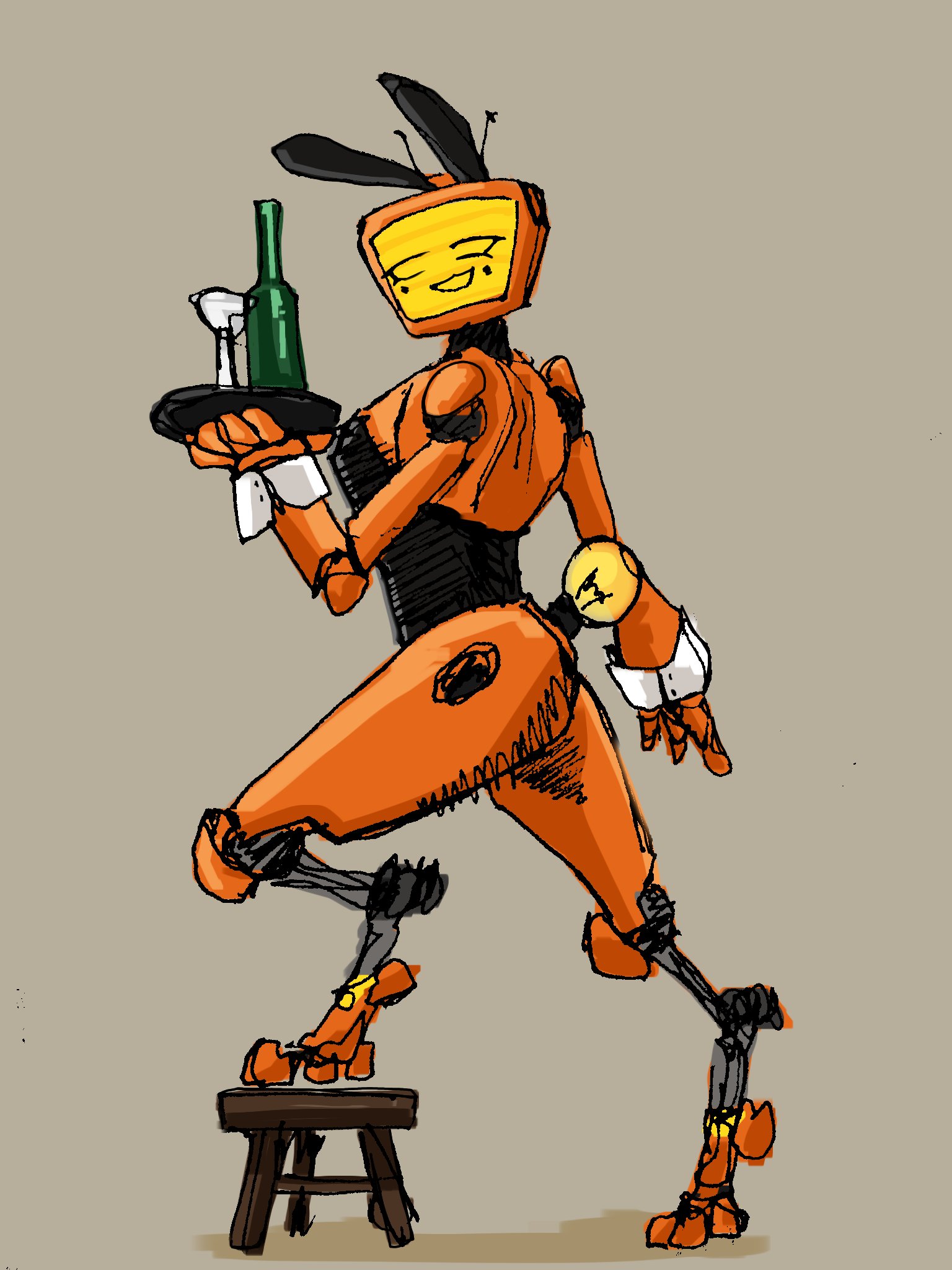 1girls, ass, bunny ears, bunny veeronica, bunnysuit, colored sketch, female, female only, forsaken (roblox), ggez2341, roblox, roblox game, robloxian, robot, robot girl, sketch, tagme, thighs, tv head, veeronica
