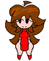 big hair, breasts, chubby, chubby belly, chubby female, dress, dress only, fnf but bad, friday night funkin, girlfriend (friday night funkin), grilfend (fnf but bad), long hair, semi nude, sketch, small breasts, smile, smiley face, thick thighs, thighhighs, thighs, yamtidiotnsfw