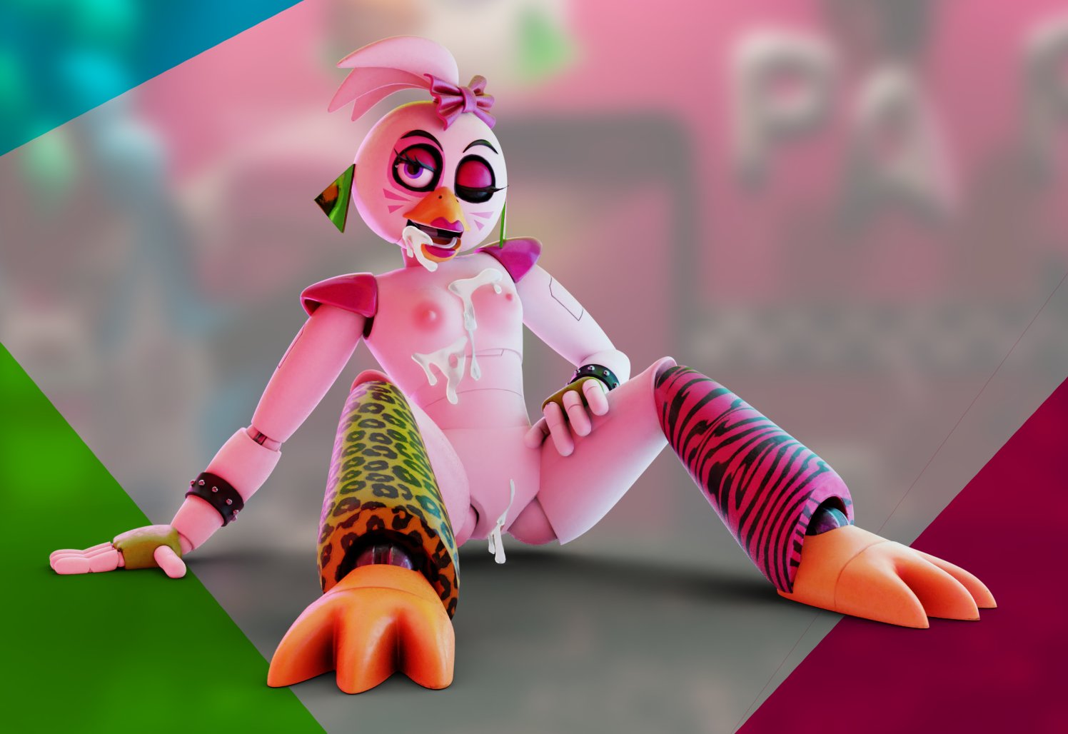 1girls, 3d, 3d model, after fellatio, after sex, after vaginal, animatronic, anthro, ashleyorange, boots, breasts, cum, cum in mouth, cum in pussy, cum inside, cum on breasts, emilysmoon, female, female only, five nights at freddy's, five nights at freddy's: security breach, fnaf, glamrock chica (ashleyorange), glamrock chica (fnaf), humanoid, nipples, pink nipples, pussy, robot, robot girl, robot humanoid, scottgames, small breasts, solo, solo female, steel wool studios, tits, vagina, white body, wink