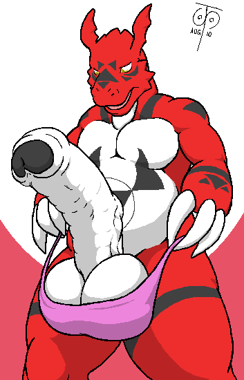 digimon freckles_(artist) guilmon huge_cock male male_only penis solo soto tagme