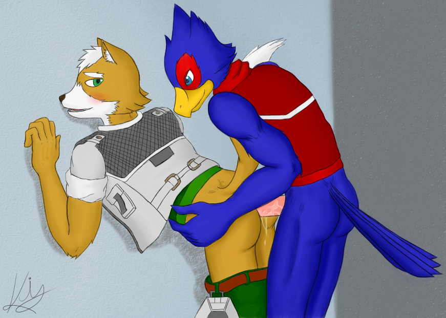 anthro buggery color falco_lombardi fox fox_mccloud fur furry furry_only gay interspecies male male_only multiple_males no_humans pheasant star_fox tagme yaoi