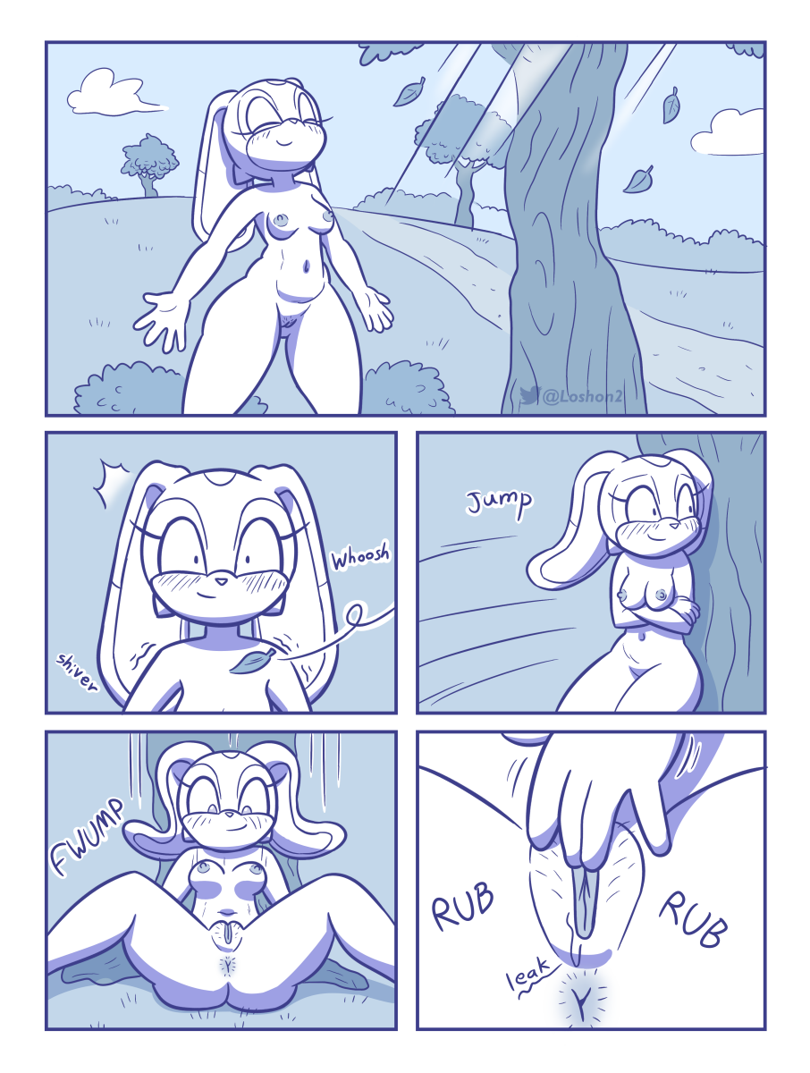 aged_up anthro anus breasts comic cream_the_rabbit female genitals hi_res lagomorph leporid loshon mammal masturbation medium_breasts nude outside plant pussy rabbit sega solo sonic_(series) sonic_the_hedgehog_(series) spread_legs spreading tree