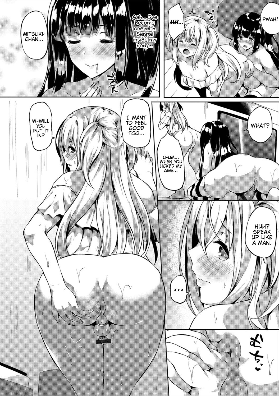 1boy, 1futa, big breasts, big penis, breasts, chastity, chastity cage, comic, crossdressing, dialogue, doujinshi, duo, english text, erection, fellatio, femboy, futa is bigger, futa on male, futa sans balls, futanari, heart-shaped pupils, human, intersex, kasuga mayu, male, monochrome, nipples, nude, oral, penis, presenting, presenting anus, presenting hindquarters, small penis, sweat, text, translated, trap, wide hips