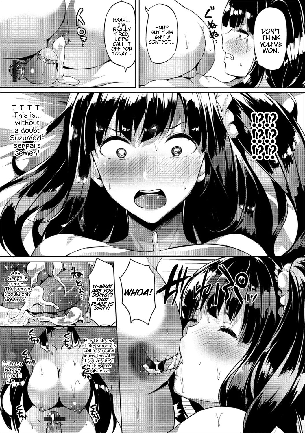 1boy, 1futa, 69, big breasts, big penis, breasts, chastity, chastity cage, comic, crossdressing, cum, dialogue, doujinshi, duo, english text, erection, fellatio, femboy, futa is bigger, futa on male, futa sans balls, futanari, heart-shaped pupils, human, intersex, kasuga mayu, male, monochrome, nipples, nude, oral, penis, rimming, sweat, text, translated, trap, wide hips