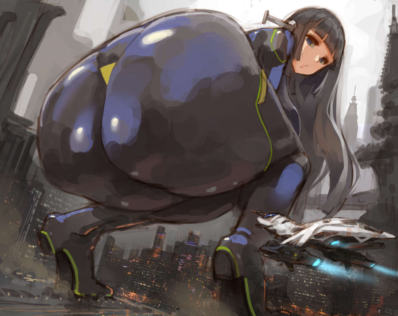 ass, ass focus, big ass, bodysuit, fetish, giantess, huge ass, kazo, macro, size difference