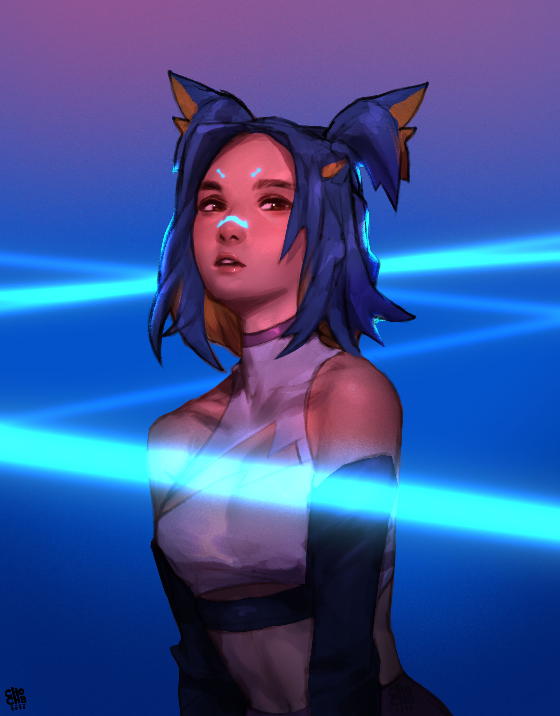 1girls, blue hair, blush, chaiffon (artist), female, neon (valorant), solo, tagme, valorant