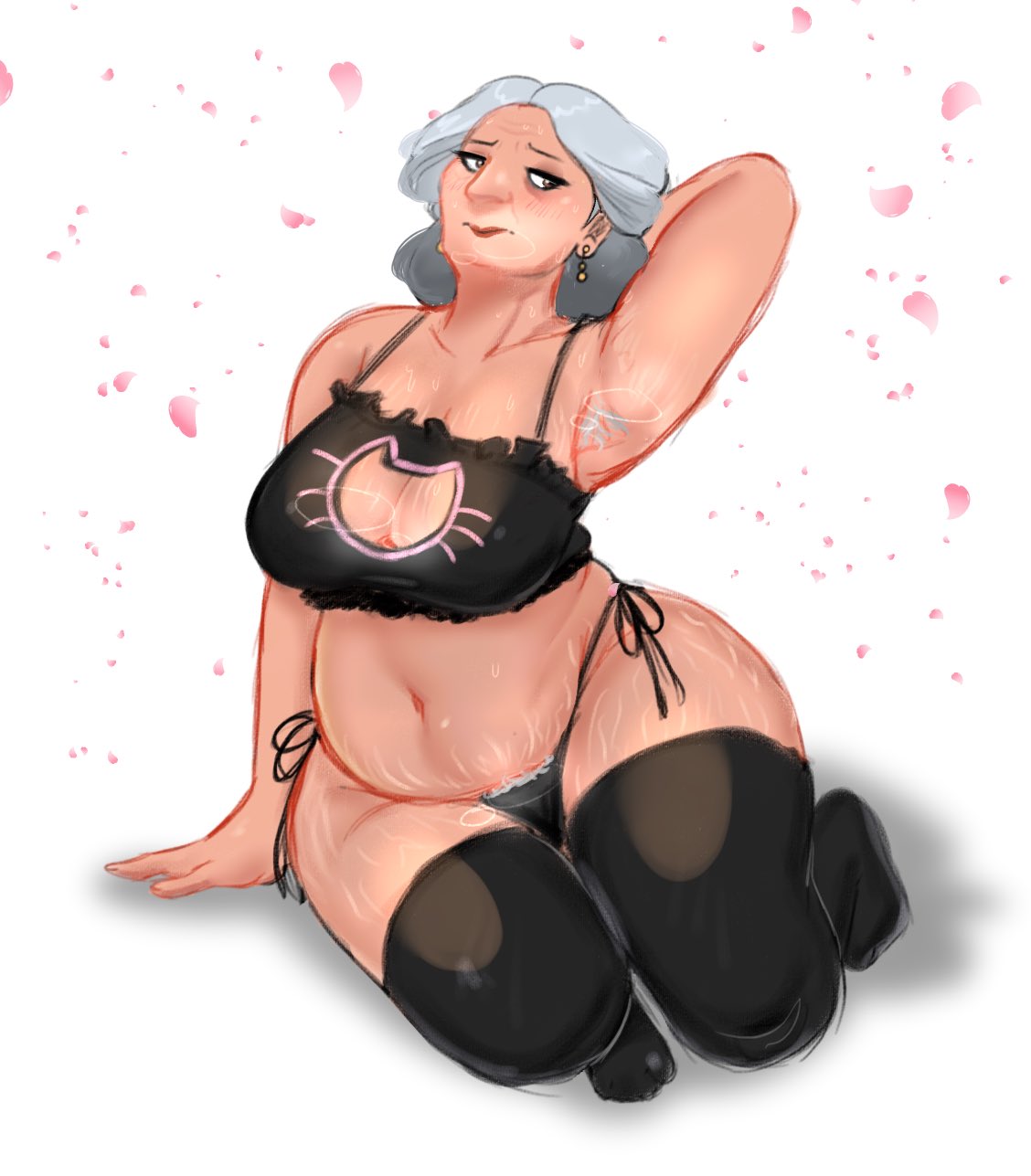 1girls alma_madrigal armpit_hair big_breasts blush chubby cleavage cleavage_cutout disney encanto female female_only gilf grey_hair latina latina_gilf lingerie pubic_hair pubic_hair_peek rough_sketch sluttyfatcat stockings stretch_marks sweat thick_thighs very_old_female wide_hips