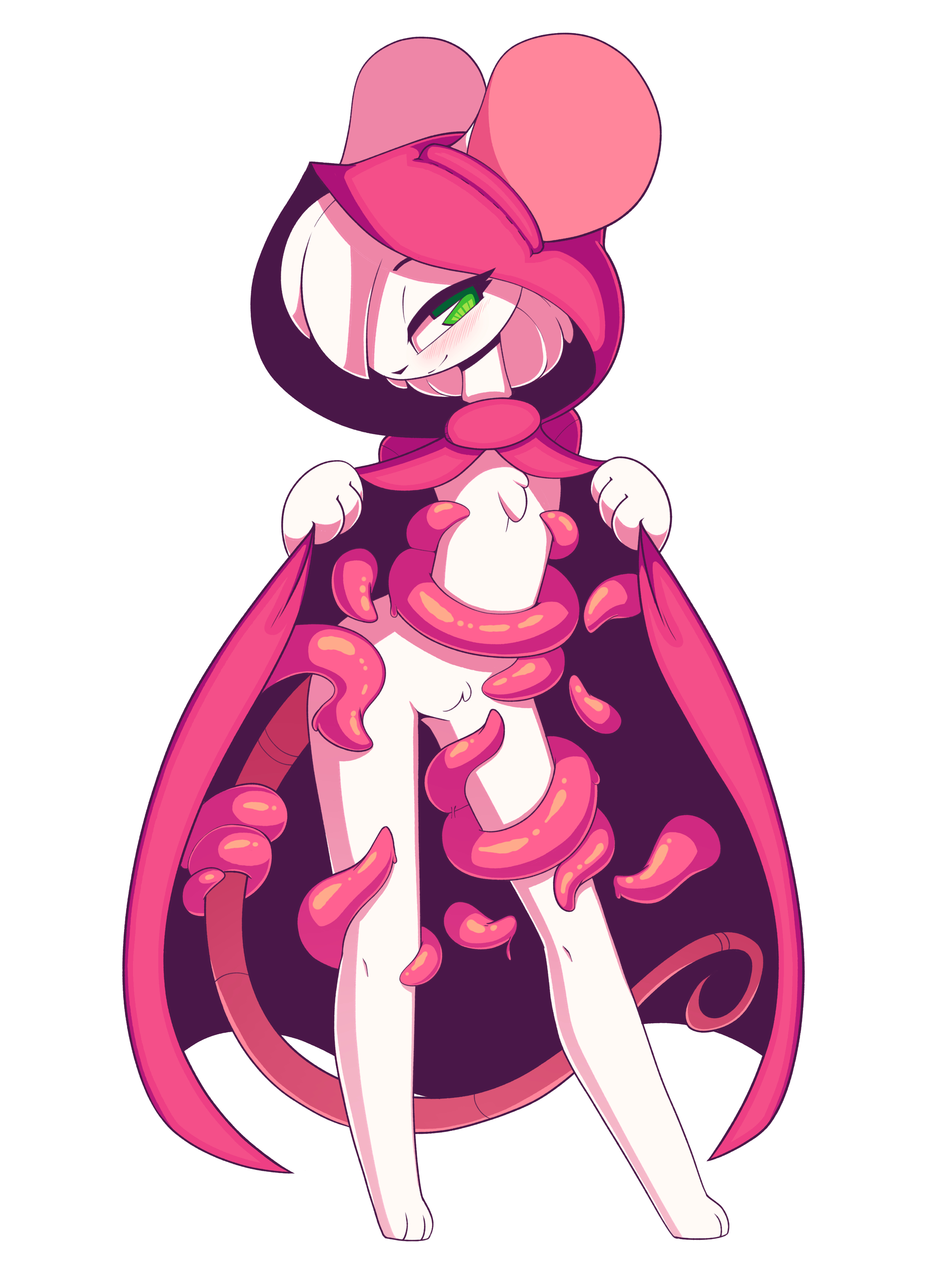 1boy, anthro, cloak, furry, looking at viewer, male, male only, mouse, nude, reggie (whygena), solo, tentacle, whygena