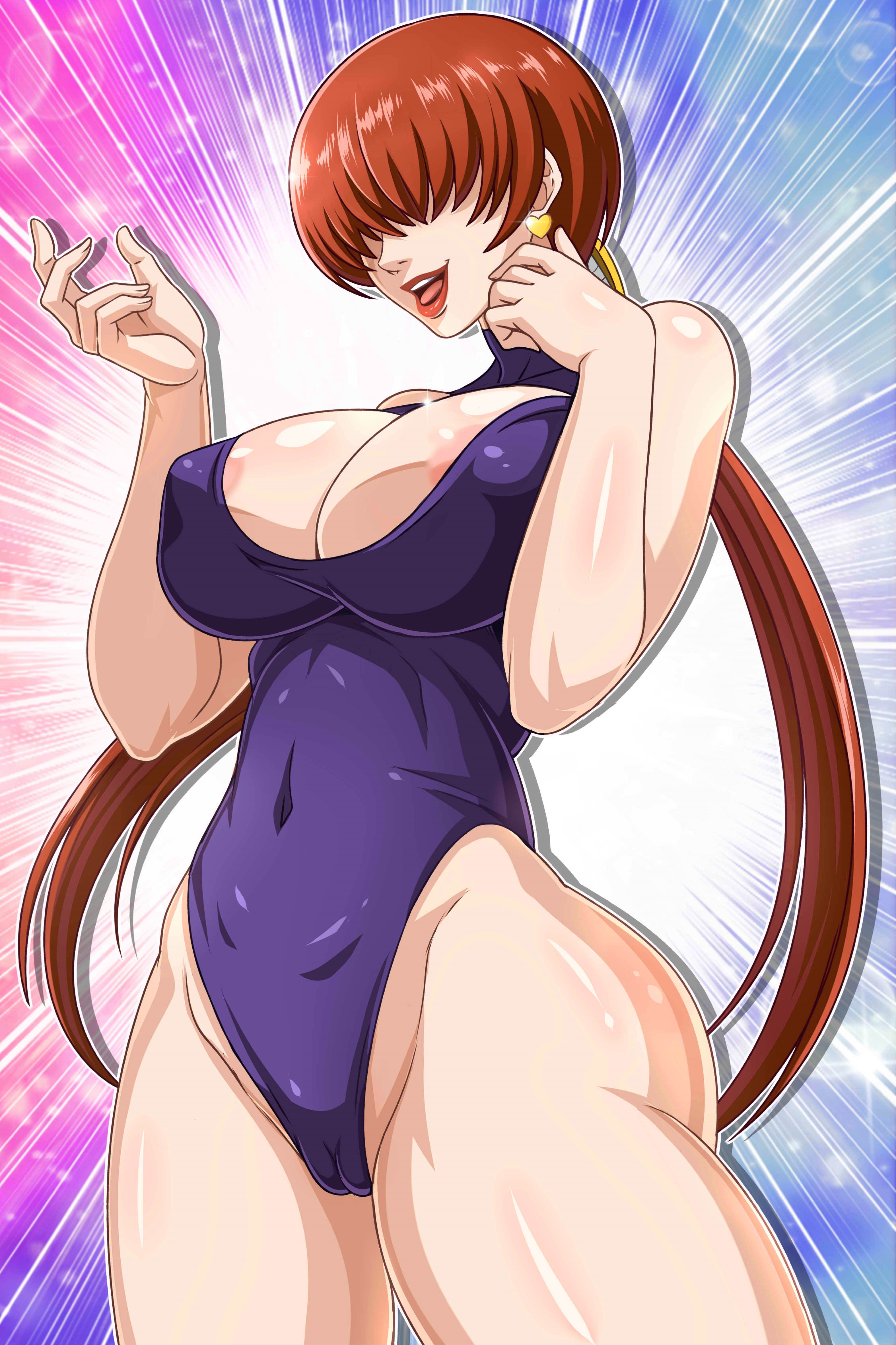 1girls, big ass, big breasts, breasts, busty, busty female, cameltoe, curvy, curvy female, earrings, female, female focus, heart, huge breasts, king of fighters, large breasts, light skin, light-skinned female, long hair, nipple slip, nipples, one-piece swimsuit, ponytail, pussy, red hair, sano-br, shermie (kof), shiny clothes, shiny skin, swimsuit, thick, thick thighs, thighs, tight clothes, tight clothing, tight pussy, voluptuous, voluptuous female