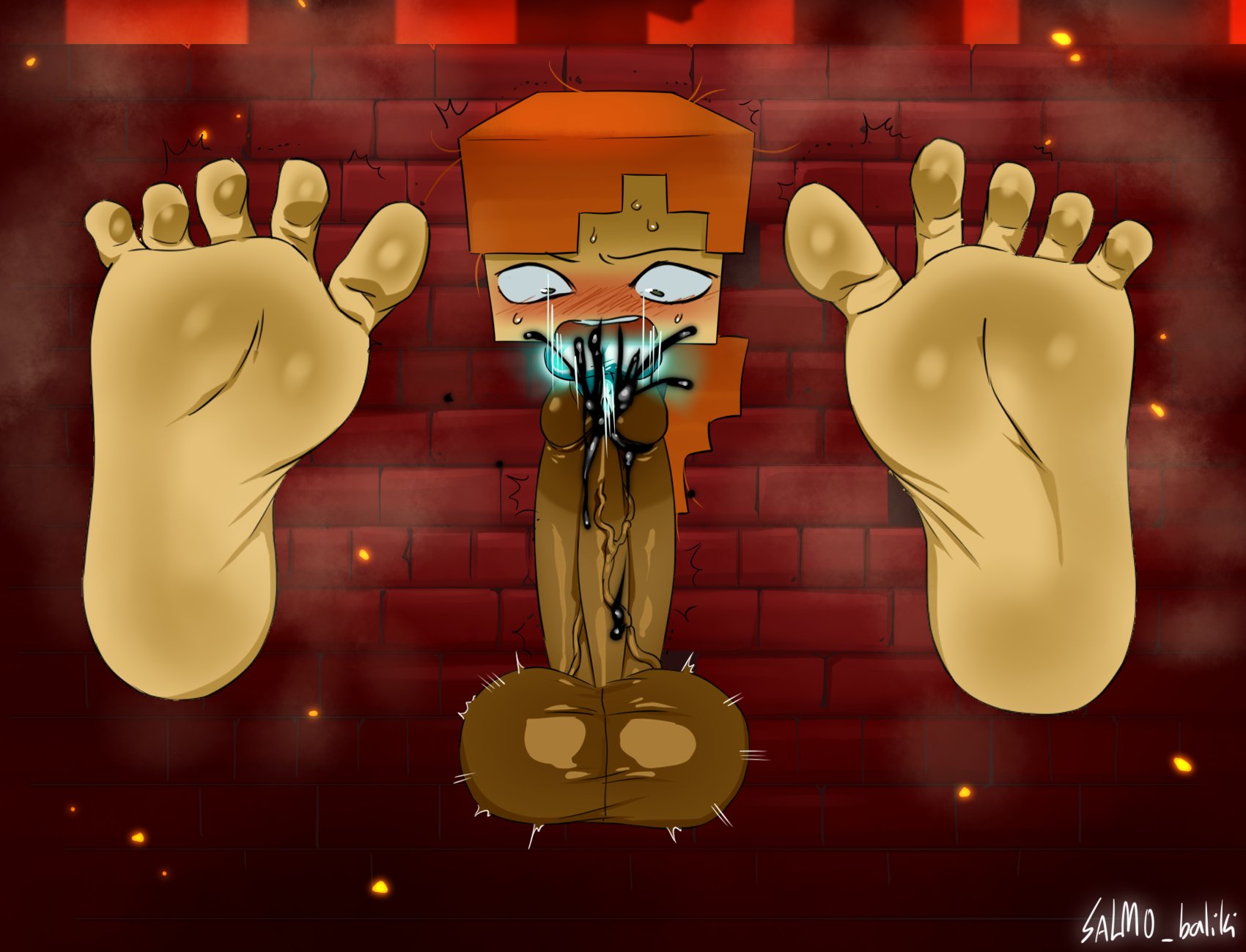 alex (minecraft), balls, barbed penis, barefeet, blush, cumming, cumming inside penis, cumming while penetrating, docking, expansion, exposed, exposed penis, extremety growth, femboy, foot expansion, foot fetish, foot focus, foot growth, free use, genital expansion, genital growth, genital growth (enlargement), growth, huge balls, huge cock, hung bottom, male, minecraft, offscreen character, penis, penis expansion, penis growth, penis growth (enlargement), public use, salmobaliki, spermicidal takeover, stuck, stuck in object, stuck in wall, tagme, urethral, urethral insertion, urethral penetration