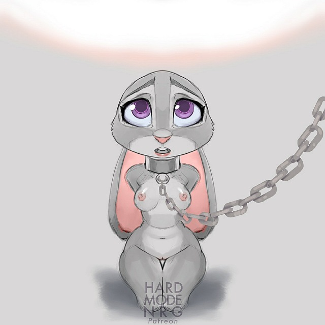 1girls anthro areola bondage bound breasts chains collar disney ears_down eyebrows eyelashes female fur furry genitals grey_body grey_fur hands_behind_back hardmoden hardmodenrg judy_hopps kneeling lagomorph leporid looking_at_viewer mammal medium_breasts metal_collar navel nipples nude pivoted_ears purple_eyes pussy rabbit solo submissive submissive_female thigh_gap zootopia