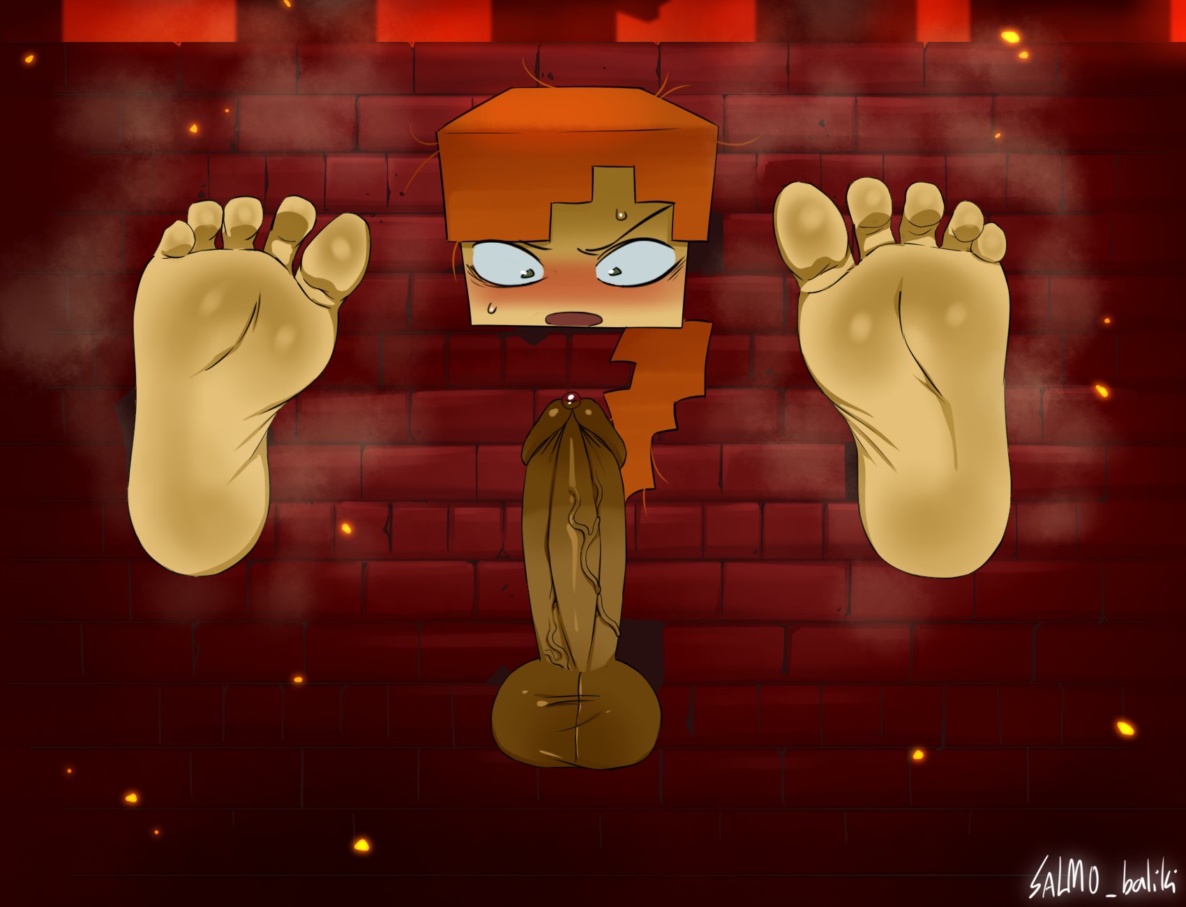 2024, alex (minecraft), barefeet, blush, expansion, exposed, exposed penis, extremety growth, femboy, foot expansion, foot fetish, foot focus, foot growth, free use, genital expansion, genital growth, genital growth (enlargement), hung bottom, male, minecraft, penis, penis expansion, penis growth, penis growth (enlargement), public use, salmobaliki, spermicidal takeover, stuck, stuck in object, stuck in wall, tagme, urethral, urethral insertion, urethral penetration