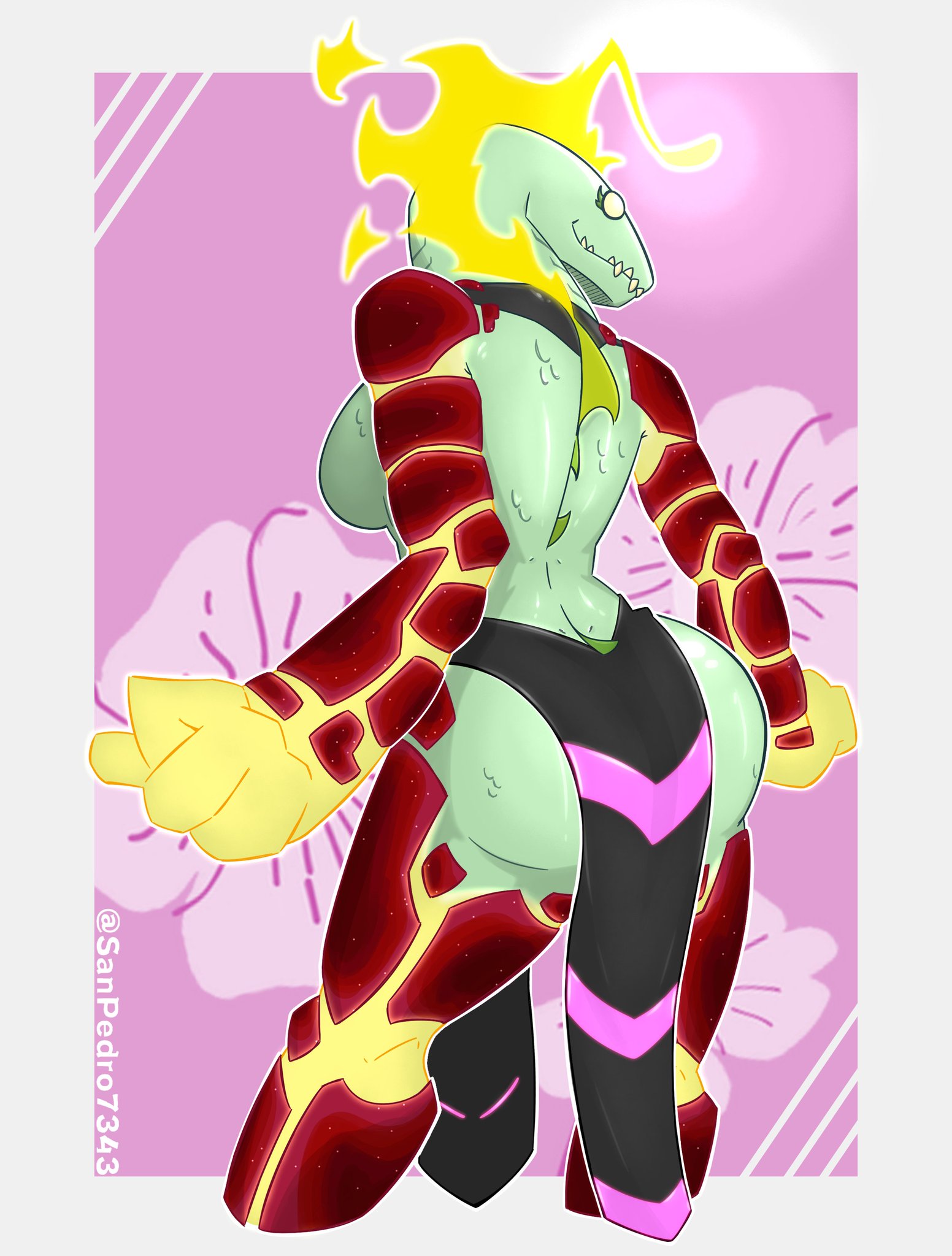 1girls, alien, alien girl, ben 10, chaquetrix, female, fusion, heatblast, heatjaws, piscciss volann, pyronite, ripjaws, sanpedro7343