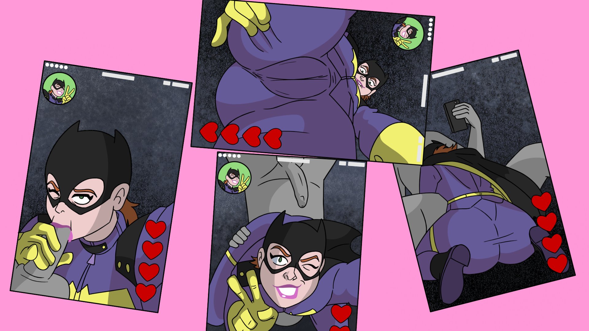 1girls, ass, barbara gordon, batgirl, batgirl (harley quinn), batgirl of burnside (comic), batman (series), big ass, big breasts, blush, breasts, cameltoe, clothed female nude male, cunnilingus, dc, dc comics, faceless male, facesitting, fellatio, female, harley quinn (series), jones boi, light skin, light-skinned female, light-skinned male, low-angle view, male, multiple boys, multiple males, oral, oral sex, pussy, selfie, sex, social media, v, wink