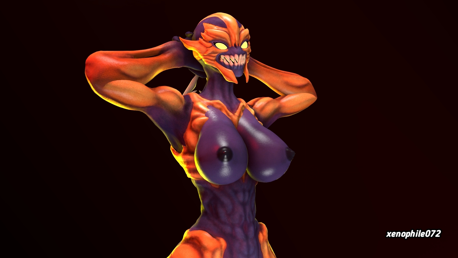 16:9, 3d, breasts, crossgender, digital media (artwork), doom, doom (series), female, genderswap, hi res, humanoid, id software, imp (doom), nude, rule 63, solo, source filmmaker, video games, widescreen, xenophile072