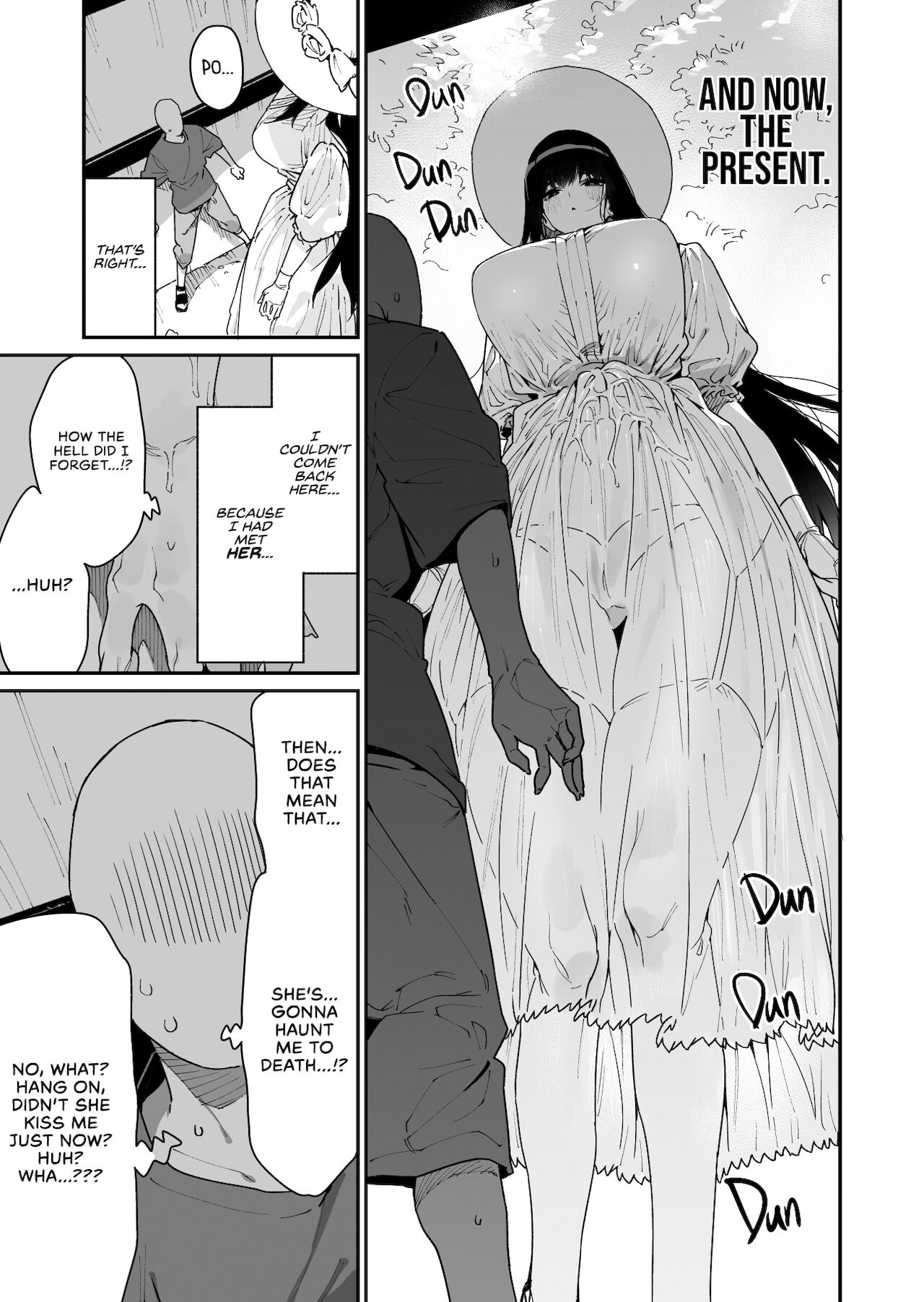 1girls, black and white, breasts, chomoran, comic, female, hasshaku-sama, looking down at viewer, looking over breasts, manga, original, tagme