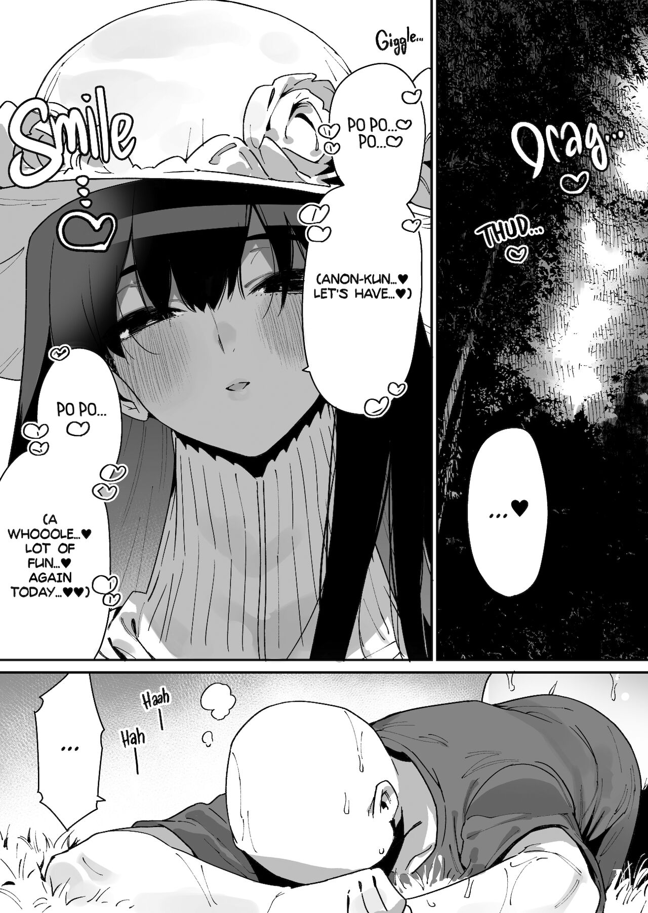 1girls, after sex, black and white, chomoran, comic, female, hasshaku-sama, manga, original, straight, tagme