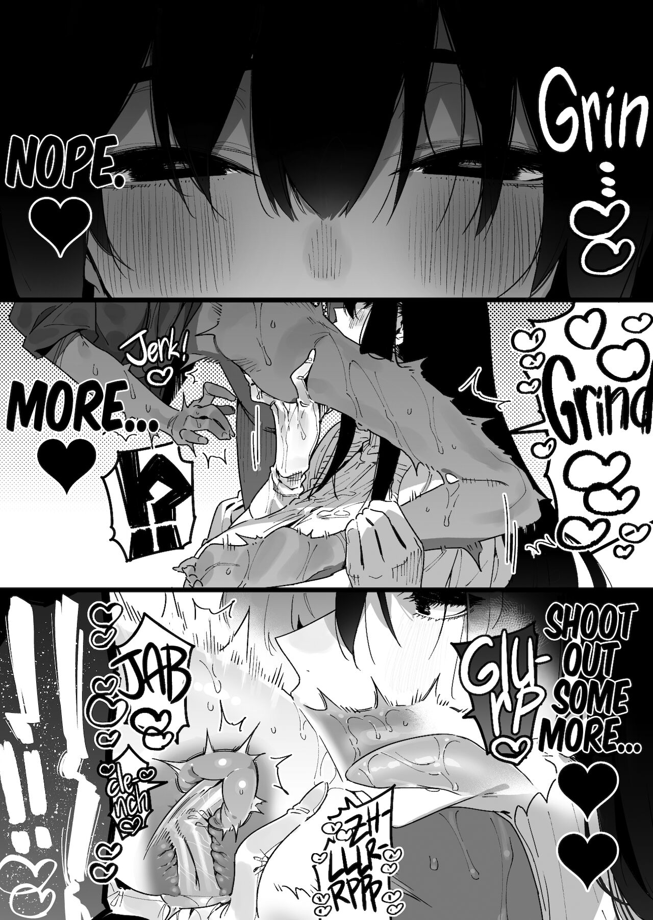 1girls, black and white, chomoran, comic, female, hasshaku-sama, manga, original, prostate, straight, tagme