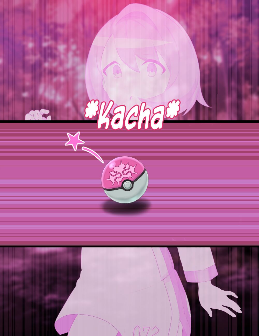 breast expansion, breast growth, breast growth (enlargement), breasts, captured, captured by pokeball, captured heroine, caught in pokeball, corruption, english text, female, ganbari mascarpone, gloria (pokemon), human pokemon, mind control, nintendo, pokeball, pokemon, pokemon ss, short hair, text, transformation