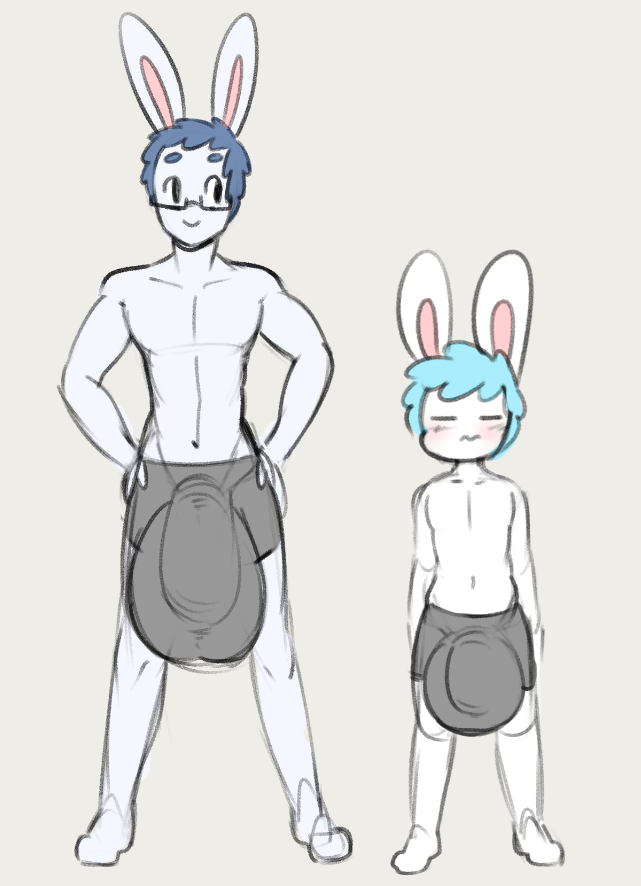 2018 2boys age_difference angstrom anthro balls balls_outline big_balls big_bulge big_penis blue_hair blush bulge closed_eyes clothing cub duo eyewear father father_and_child father_and_son flaccid genital_outline genitals glasses hair hand_on_hip huge_balls huge_bulge hyper hyper_balls hyper_penis lagomorph larger_male leporid male male_only mammal marco_(angstrom) max_(angstrom) parent parent_and_child penis penis_outline rabbit size_difference small_but_hung smaller_male smile son underwear white_body young