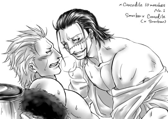 gay male male_only one_piece sir_crocodile smoker_(one_piece) straight_hair yaoi