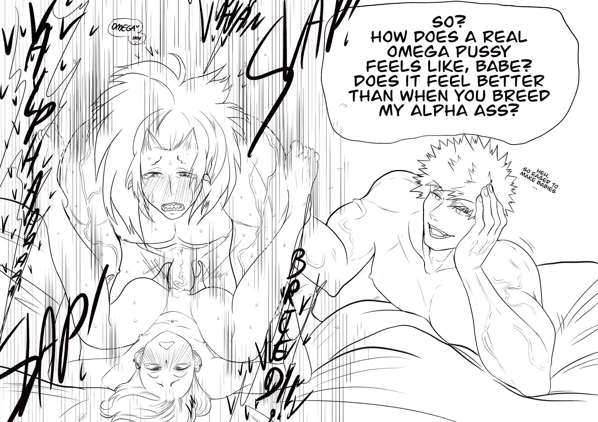 alpha, bedroom sex, beetrashy, breeder, crying with eyes open, cuckold, cuntboy, denki kaminari, eijirou kirishima, english text, hardcore, heart-shaped pupils, impregnation, intersex, katsuki bakugou, male, married couple, mating press, muscular, muscular male, my hero academia, onomatopoeia, pounding, sketch, sound effects, speech bubble, spiky hair, trashybee