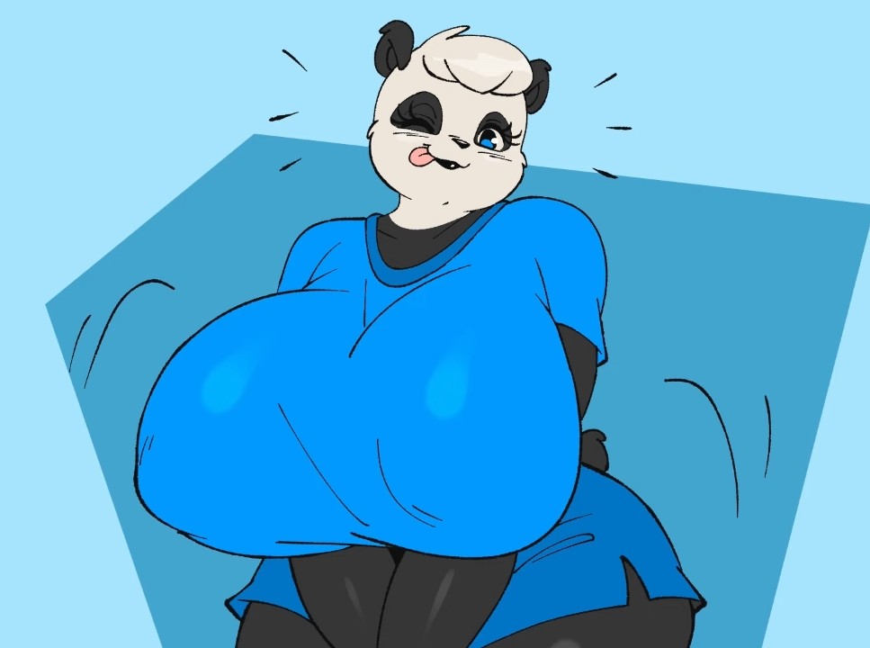 anthro, big breasts, breasts, clothed, clothing, duplicate, female, fur, furry, furry only, giant panda, higher resolution at source, higher resolution available, huge breasts, joaoppereiraus, large breasts, panda, repost, reupload, solo, sueli (joaoppereiraus), tagme
