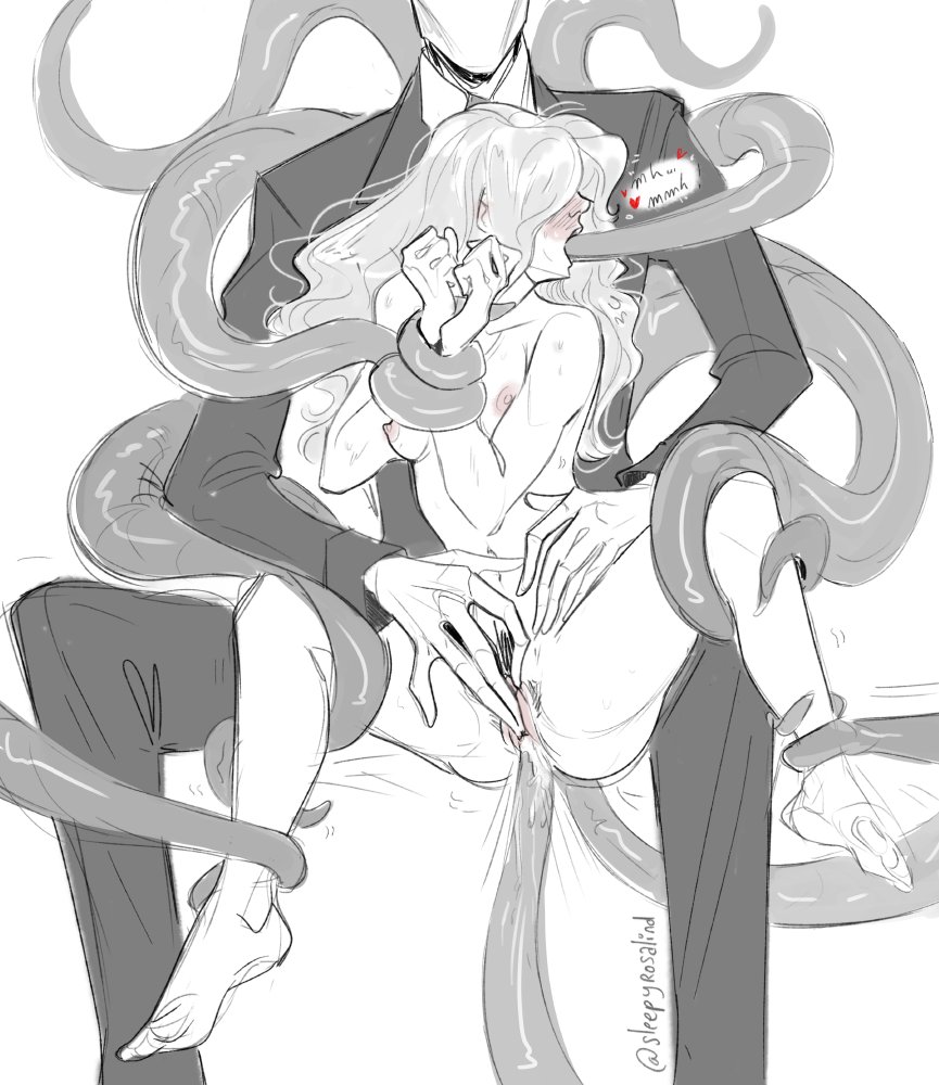 1boy, 1girls, anal, anal sex, blush, clitoral stimulation, clitoris, consensual, consensual tentacles, consentacles, creepypasta, double penetration, faceless female, female, female human, femsub, human, interspecies, long hair, long-haired female, male, maledom, nude, nude female, oral, pussy, restrained, sleepyrosalind, slenderman, straight, suit, tie, vagina, vaginal penetration