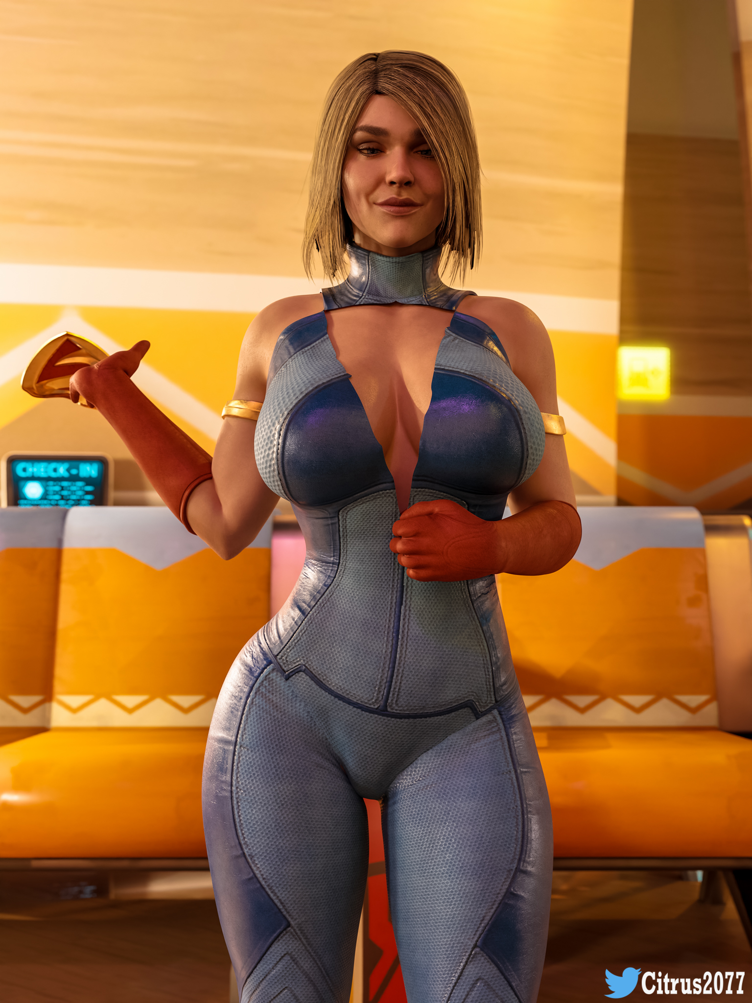 1girls, 3d, 3d (artwork), ass, before sex, big ass, big breasts, big butt, blender, blender (software), blonde hair, blue eyes, boob window, breasts, busty, citrus2077, cleavage, clothing, dc, dc comics, female, female only, injustice 2, kara danvers, kara zor-el, solo, supergirl, supergirl (injustice), superman (series), thick