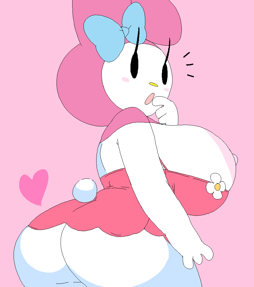 breasts, dream-cassette, female, hoshime, looking at viewer, mob face, my melody, onegai my melody, sanrio, shortstack, tagme