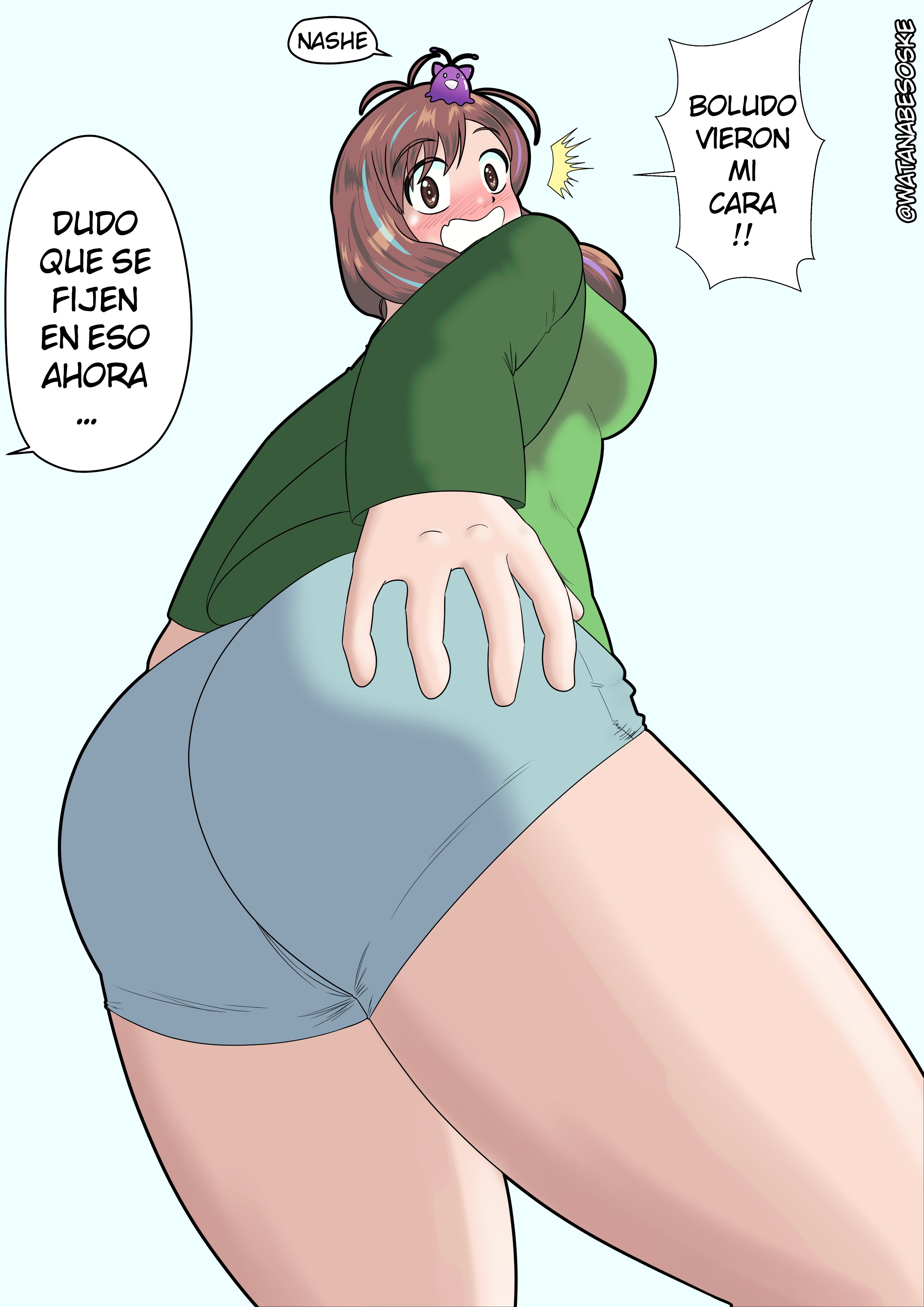 1girls, argentina, ass, big ass, big breasts, black eyes, black hair, breasts, camera, embarrassed, face mask, female, holding, holding ass, looking at viewer, looking up, nimu, nimu (irl), sofia magali santillan (nimu), tenia que ser nimu (meme), thick thighs, thighhighs, thighs, twitch, twitter, virtual youtuber, white body, white skin, youtube, youtuber girl