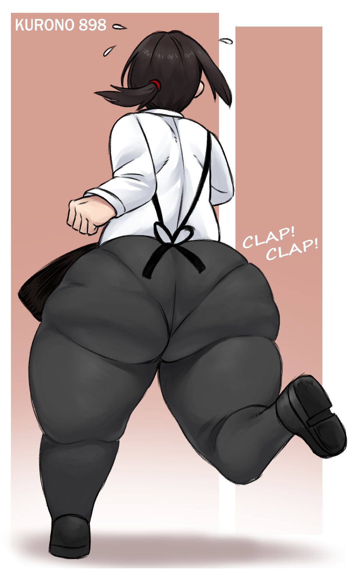 1girls, ass, ass clapping, big ass, big thighs, black hair, bottom heavy, chainsaw man, fat ass, female, female focus, female only, giant ass, higashiyama kobeni, huge ass, kurono898, massive ass, panties visible through clothing, round ass, solo, thick ass, thick thighs, tight clothing, tight pants, wide hips