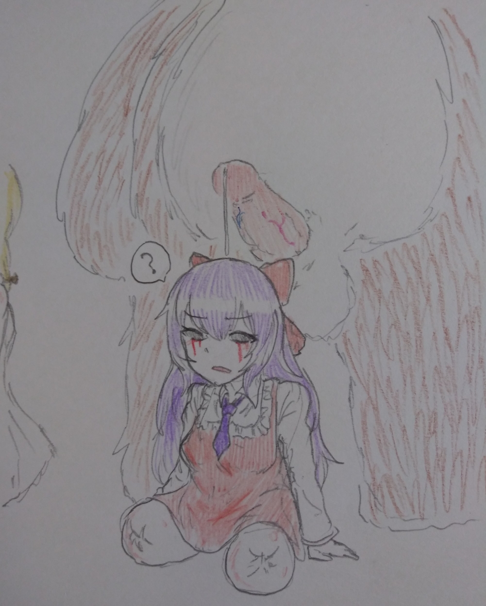 1boy 1girls amputee ellen_(majo_no_ie) eyeless female guro imminent_sex legless living_toy majo_no_ie male psycho_(artist) size_difference sketch teddy_bear the_witch's_house